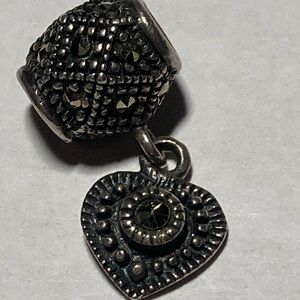 Marcasite Heart pendant Vintage Sterling silver 925 ale pendant/charm